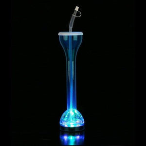 LED Light Up Flashing 17 Oz Yard Glass With Straw (Blue Color, 1 Quantity Per Pack) - Glow-Paradise