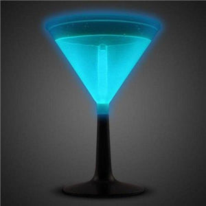 9 Oz Glow In The Dark Martini Glass (Blue Color, 1 Glass Per Pack) - Glow-Paradise