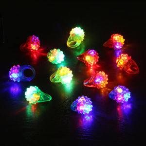 LED Flashing Jelly Bumpy Rings (Assorted Colors, 12 Rings Per Pack) - Glow-Paradise