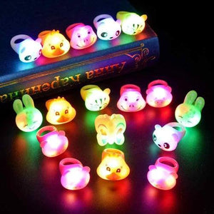 LED Jelly Animal Rings (Assorted Colors, 24 Rings Per Pack) - Glow-Paradise