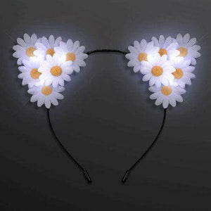 LED Daisy Flowers Cat Animal Ears Headband (1 Quantity Per Pack) - Glow-Paradise