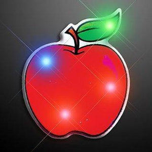 Red Apple Flashing Body Light Lapel Pins (1 Per Pack) - Glow-Paradise