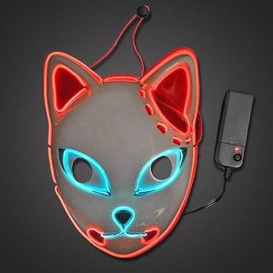 EL Anime Cat Mask Red and Aqua (1 Mask Per Pack) - Glow-Paradise