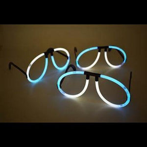 Glow Eyeglasses Bi-Color - Aviator Style- Bi Aqua/White (50 Eye Glassess Per Pack) - Glow-Paradise