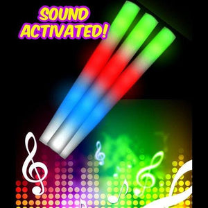 LED Light Up 16 Inch Sound Activated Foam Stick Baton - Multicolor (1 Per Pack) - Glow-Paradise
