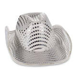 LED Flashing Cowboy Hat With Sequins (White Color, 1 Quantity Per Pack) - Glow-Paradise