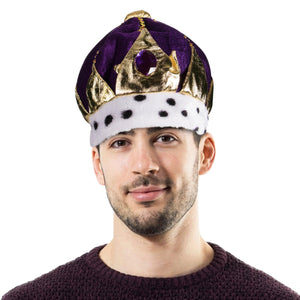 Purple Velvet Royal Queen King Crown Birthday Party (1 Quantity Per Pack) - Glow-Paradise