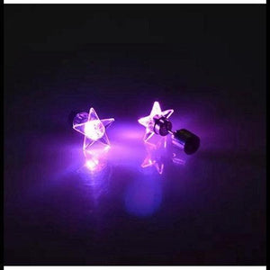 LED Light Up Star Stud Earrings (Purple Color, 1 Pair Per Pack) - Glow-Paradise