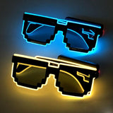 LED Light Up Pixel Meme Sunglasses (Orange Color, 1 Per Pack) - Glow-Paradise