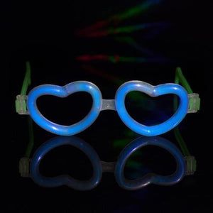 Glow Heart Shaped Glasses (Blue Color, 12 Eye Glassess Per Pack) - Glow-Paradise