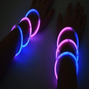 8 Inch Premium Glow Stick Bracelets - Bi Color - Blue/Pink (100 Counts Per Pack) - Glow-Paradise