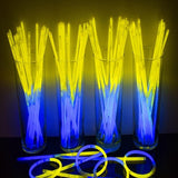 8 Inch Premium Glow Stick Bracelets - Bi Color - Blue/Yellow (100 Counts Per Pack) - Glow-Paradise