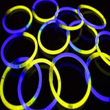 8 Inch Premium Glow Stick Bracelets - Bi Color - Blue/Yellow (100 Counts Per Pack) - Glow-Paradise