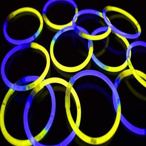 8 Inch Premium Glow Stick Bracelets - Bi Color - Blue/Yellow (100 Counts Per Pack) - Glow-Paradise