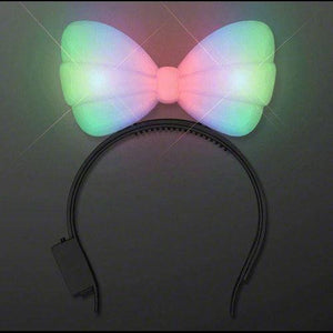 LED Light Up Hard Shell Bow Headband Multicolor (1 Quantity Per Pack) - Glow-Paradise
