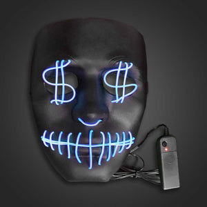 EL Wire Dollar Sign Mask (Blue Color, 1 Mask Per Pack) - Glow-Paradise