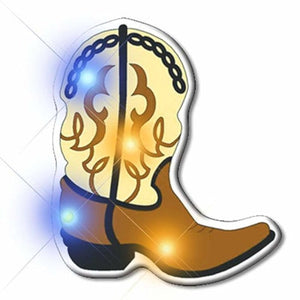 Brown Cowboy Boot Flashing Body Light Lapel Pins (1 Per Pack) - Glow-Paradise