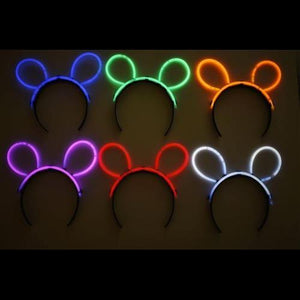 Glow Bunny Ears Headband (Assorted Color, 33 Headbands Per Pack) - Glow-Paradise