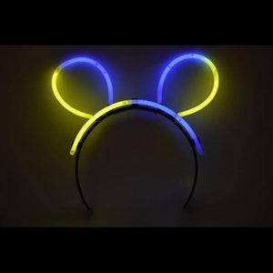 Glow Bunny Ears Headband - Bi Color - Blue Yellow (33 Count Per Pack) - Glow-Paradise