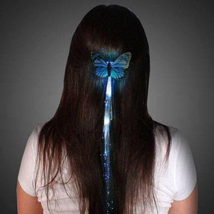 LED Light Up Butterfly Fiber Optic Hair Extension (1 Quantity Per Pack) - Glow-Paradise