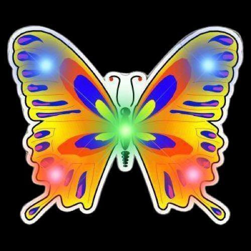 Mood Butterfly Flashing Body Light Lapel Pins (1 Per Pack) - Glow-Paradise