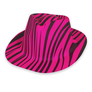 Neon Animal Print Striped Fedora Hats (Pink Color, 1 Quantity Per Pack) - Glow-Paradise