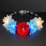 LED Light Up Flowers Halo Headband (Red/White/Blue Color, 1 Quantity Per Pack) - Glow-Paradise