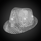 LED Light Up Flashing Fedora Hat with Sequins (Silver Color, 1 Quantity Per Pack) - Glow-Paradise