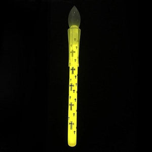 Glow Stick Candle with Cross Print (Yellow Color, 1 Count Per Pack) - Glow-Paradise