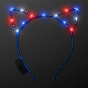 LED Light Up Cat Ears Starlight Patriotic Headband (1 Quantity Per Pack) - Glow-Paradise