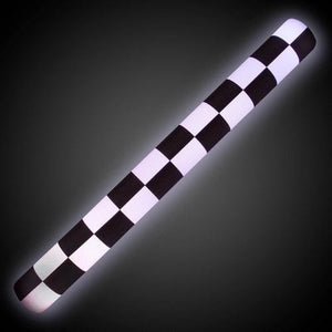 LED Light Up 16 Inch Checkered Flag Print Foam Stick (1 Per Pack) - Glow-Paradise
