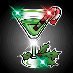 Christmas Martini Flashing Body Light Lapel Pins Good Christmas Presents (1 Per Pack) - Glow-Paradise