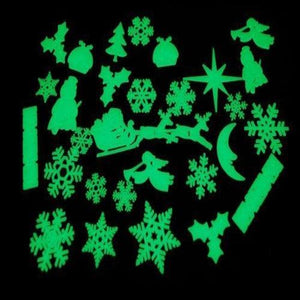 Glow in the Dark Christmas Wall Decor Shapes (30 Stickers Per Pack) - Glow-Paradise
