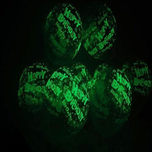 Glow in the Dark Clear Latex Happy Birthday Balloons (10 Balloons Per Pack) - Glow-Paradise