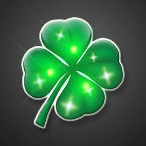 Four Leaf Clover Flashing Body Light Lapel Pins (1 Per Pack) - Glow-Paradise