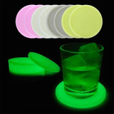 Glow in The Dark Fluorescent Silicone Drink Coasters (Pink/White/Beige/Yellow Colors, 8 Coasters Per Pack) - Glow-Paradise