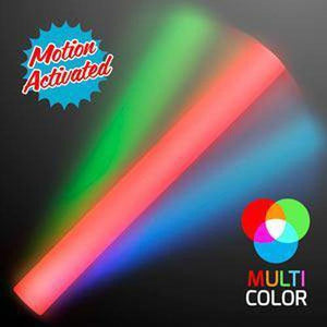LED Light Up Motion Activated Color Changing Foam Cheer Stick (Red/Green/Blue Color, 1 Per Pack) - Glow-Paradise