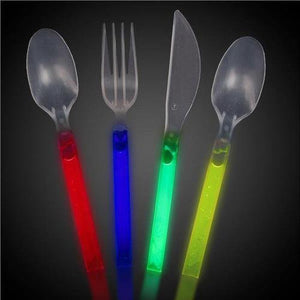 Glow In The Dark Cutlery (Assorted Colors, 12 Pieces Per Pack) - Glow-Paradise