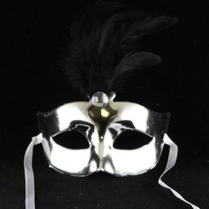 Shiny Feather Mask (Silver Color, 1 Mask Per Pack) - Glow-Paradise