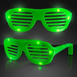 LED Light Up Hip Hop Shutter Shades Sunglasses (Green Color, 1 Per Pack) - Glow-Paradise