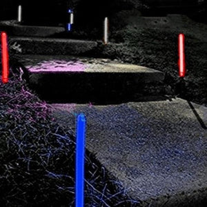 12 Inch Glowing Ground Stakes - Patriotic Theme Colors - Red Blue White (60 Counts Per Pack) - Glow-Paradise