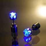 LED Light Up Diamond Shape Stud Earrings (Blue Color, 1 Pair Per Pack) - Glow-Paradise