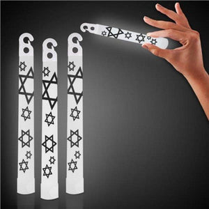 6 Inch Star of David Glow Sticks (White Color, 25 Count Per Pack) - Glow-Paradise