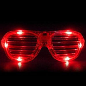 LED Light Up White Hip Hop Shutter Shades Sunglasses (Red Color, 1 Per Pack) - Glow-Paradise