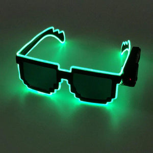 LED Light Up Pixel Meme Sunglasses (Green Color, 1 Per Pack) - Glow-Paradise