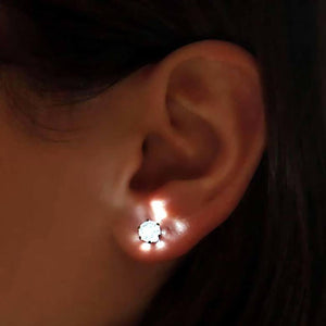LED Light Up Diamond Shape Stud Earrings (White Color, 1 Pair Per Pack) - Glow-Paradise