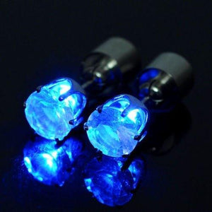 LED Light Up Diamond Shape Stud Earrings (Blue Color, 1 Pair Per Pack) - Glow-Paradise