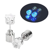 LED Light Up Diamond Shape Stud Earrings (Blue Color, 1 Pair Per Pack) - Glow-Paradise