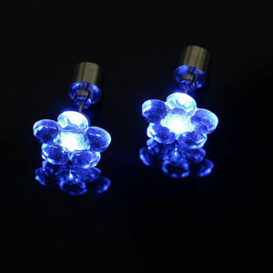 LED Light Up Flower Stud Earrings (Blue Color, 1 Pair Per Pack) - Glow-Paradise