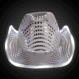 LED Flashing Cowboy Hat With Sequins (White Color, 1 Quantity Per Pack) - Glow-Paradise